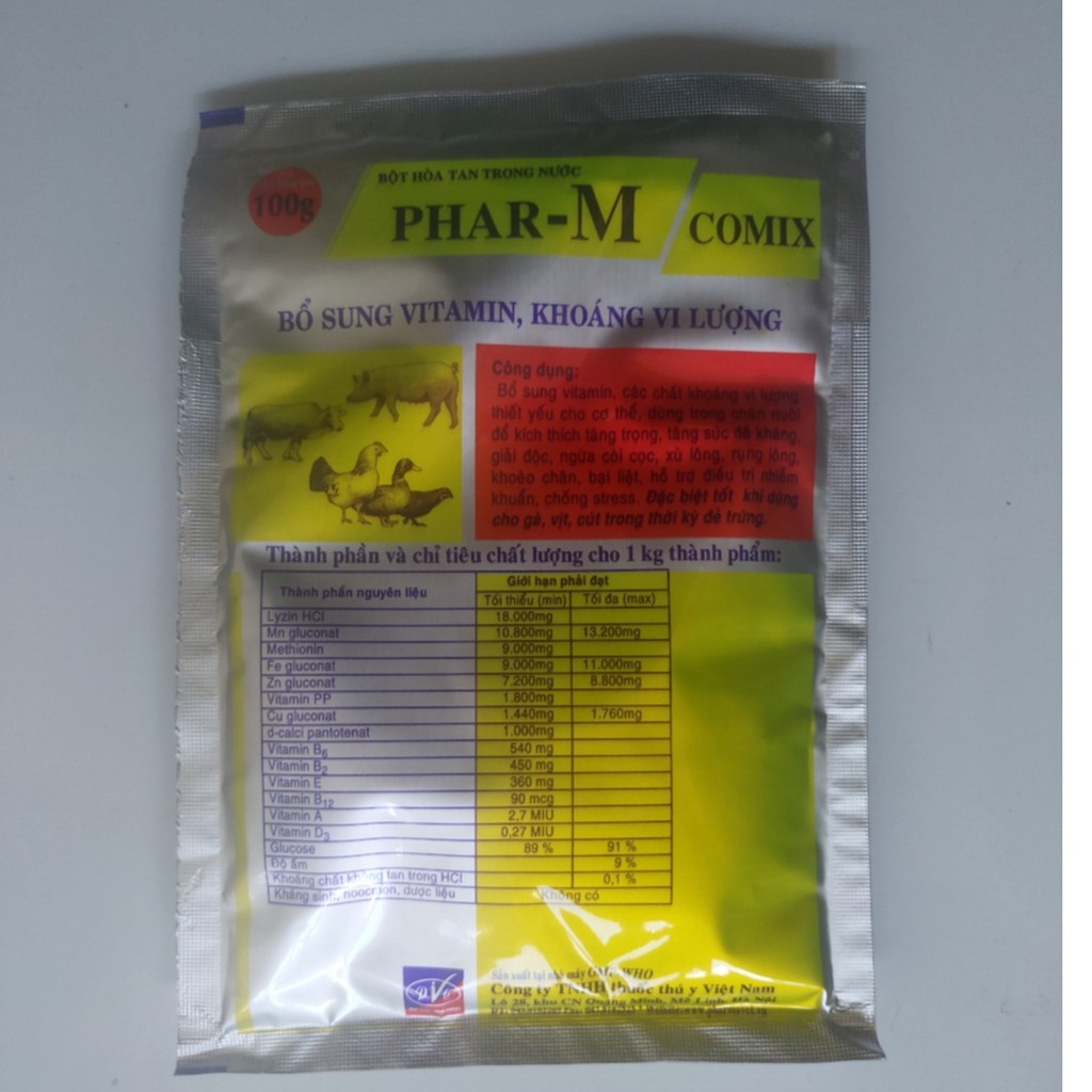 Thuốc bột bổ sung vitamin, khoáng, vi lượng cho gia súc gia cầmgói 100g