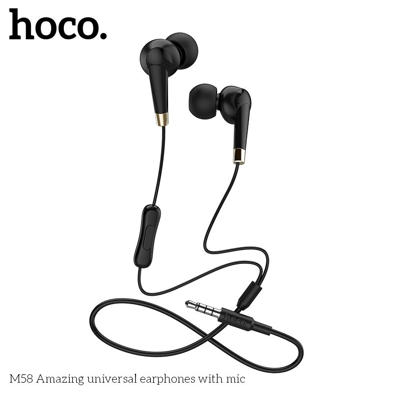 Tai nghe nhét tai hoco. M58 jack 3.5mm dài 1.2m bằng TPE đàn hồi cao cấp - Đổi Trả Trong Vòng 7 Ngày