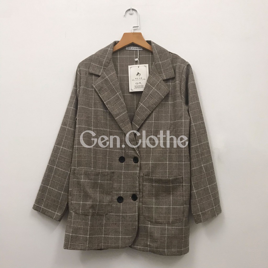 Áo Blazer nữ 1 lớp Ulzzang Hàn Quốc màu Đen / Nâu / Be / Kẻ Caro mặc mùa hè và mùa thu cực thích - MIX đồ cực xinh