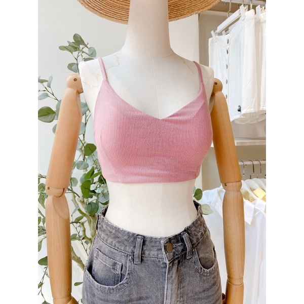 Áo bra hai dây thun gân khoét lưng năng động MIEU - JJN08