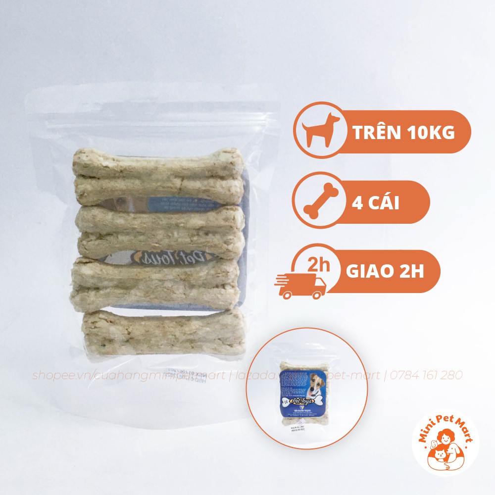 Xương gặm da bò TÀI HƯNG THỊNH 814 (4 cái) - bánh xương, snack, bánh thưởng, xương gặm cho chó