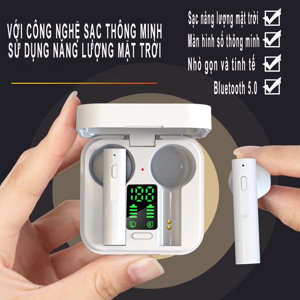 Tai nghe Bluetooth AMOI Air 6 Plus | Hỗ trợ sạc bằng năng lượng mặt trời, chống nước IPX4, nghe nhạc và đàm thoại