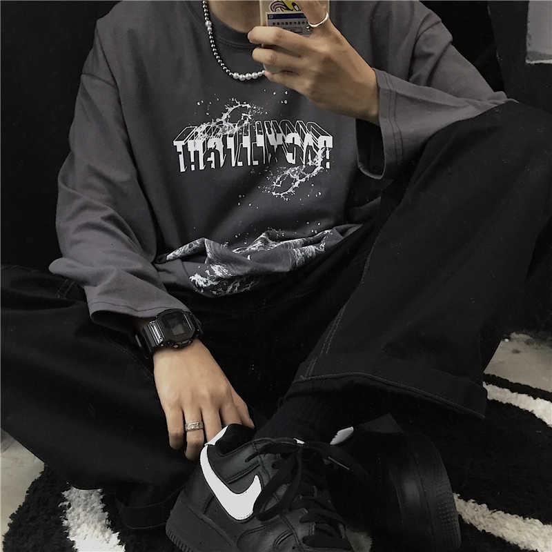 Áo Thun Dáng Rộng Tay Dài In Hình Cá Tính Phong Cách Hàn Quốc Cho Nam Và Nữ | BigBuy360 - bigbuy360.vn