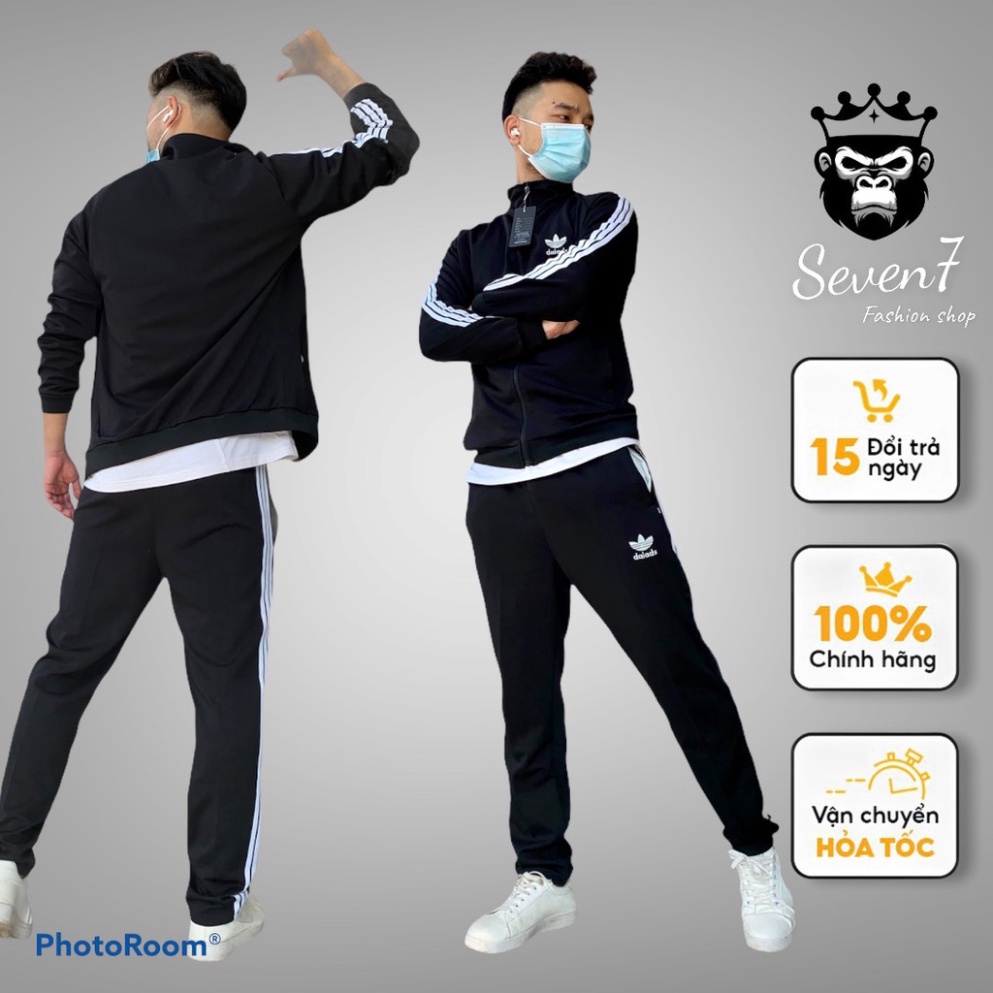 Bộ thể thao nam nữ PATO đồ bộ thu đông logo Adidas in chìm cao cấp chất liệu nỉ poly