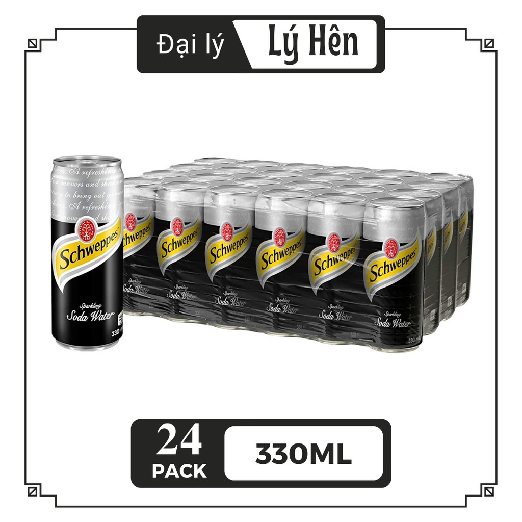 Thùng 24 Lon Nước Ngọt Có Gas Soda Schweppes Soft Drink Lon 330ml Date Luôn Mới