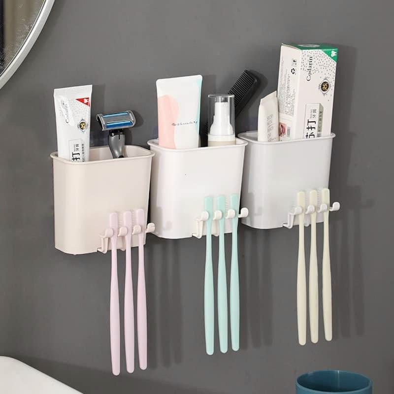 Kệ treo bàn chải đánh răng - Dụng cụ cắm bàn chải , để vật dụng dán tường chắc chắn