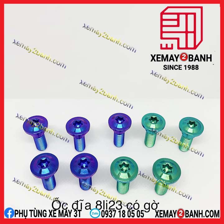 Ốc đĩa 8li23 có gờ titan gr5 gắn xe Winner Sonic Ex150 và các dòng xe Honda