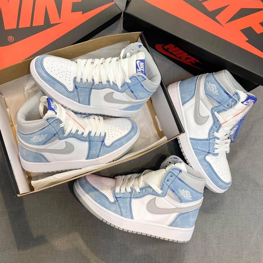 Giày 𝐉𝐨𝐫𝐝𝐚𝐧 1  hyper royal xanh nỉ cao cổ mới, Giày JD1 xanh loang nam nữ hot nhất 2021