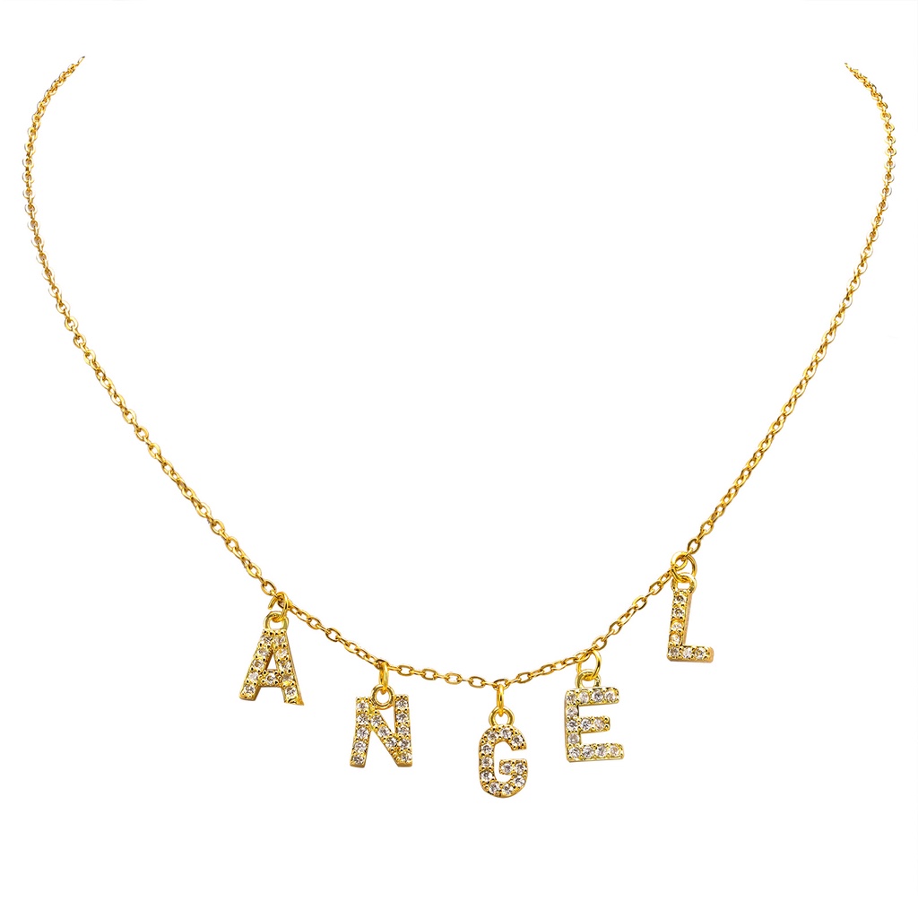 Vòng cổ VNOX mạ vàng 14K mặt khắc chữ thời trang cho nữ