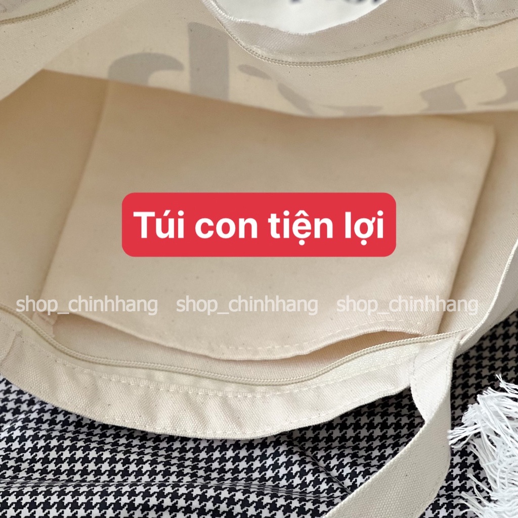 Túi tote đi học nữ vải Canvas hàn quốc giá rẻ in hình London Grocery Market AH1596