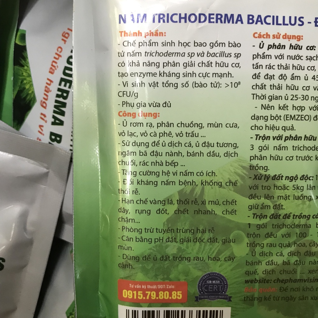 Chế phẩm men vi sinh nấm đối kháng trichoderma bacillus Đức Bình 200gr