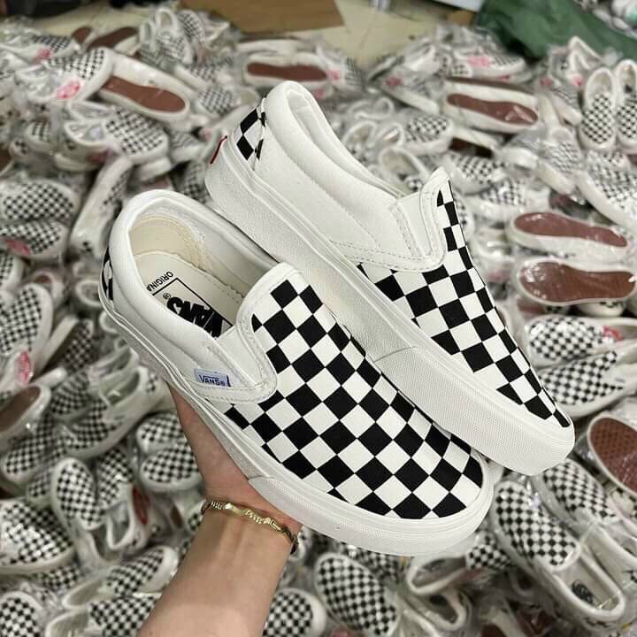 Giày thể thao van caro, giày van caro lười slip on nam nữ