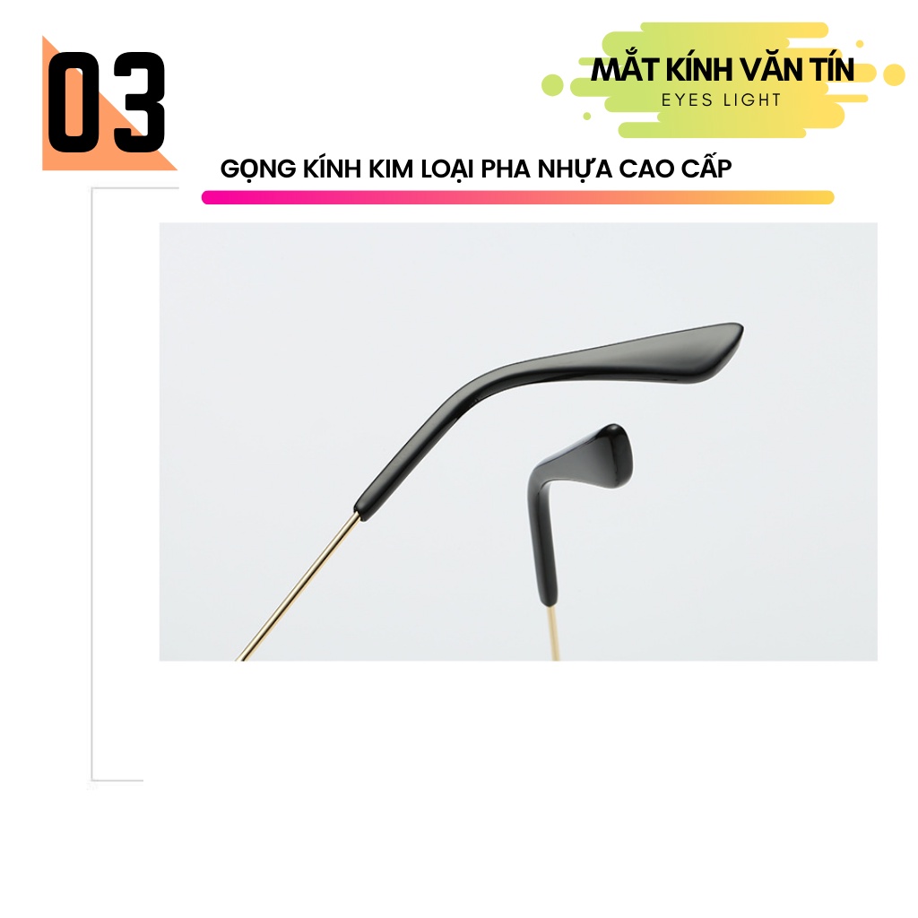 Gọng kính cận Eyes Light T559 mắt kính nữ tròn càng kim loại cao cấp không gỉ