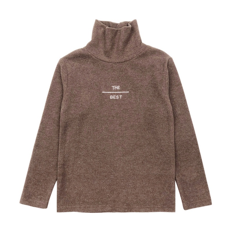 Áo thun cổ lọ in chữ thiết kế thời trang phong cách mùa thu cho bé trai