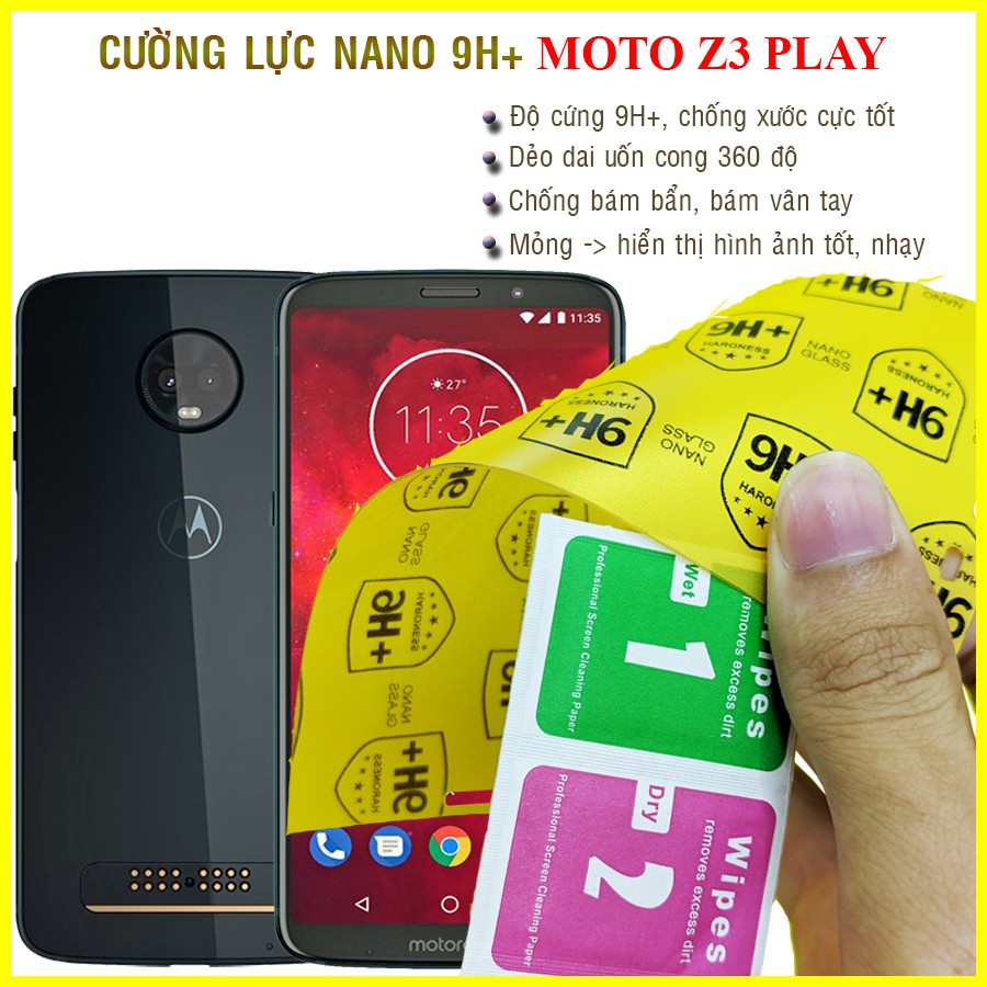 Dán cường lực dẻo nano trong hoặc nhám cho Motorola Moto Z3 Play