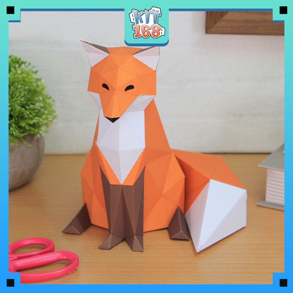 Mô hình giấy động vật Cáo Polygon
