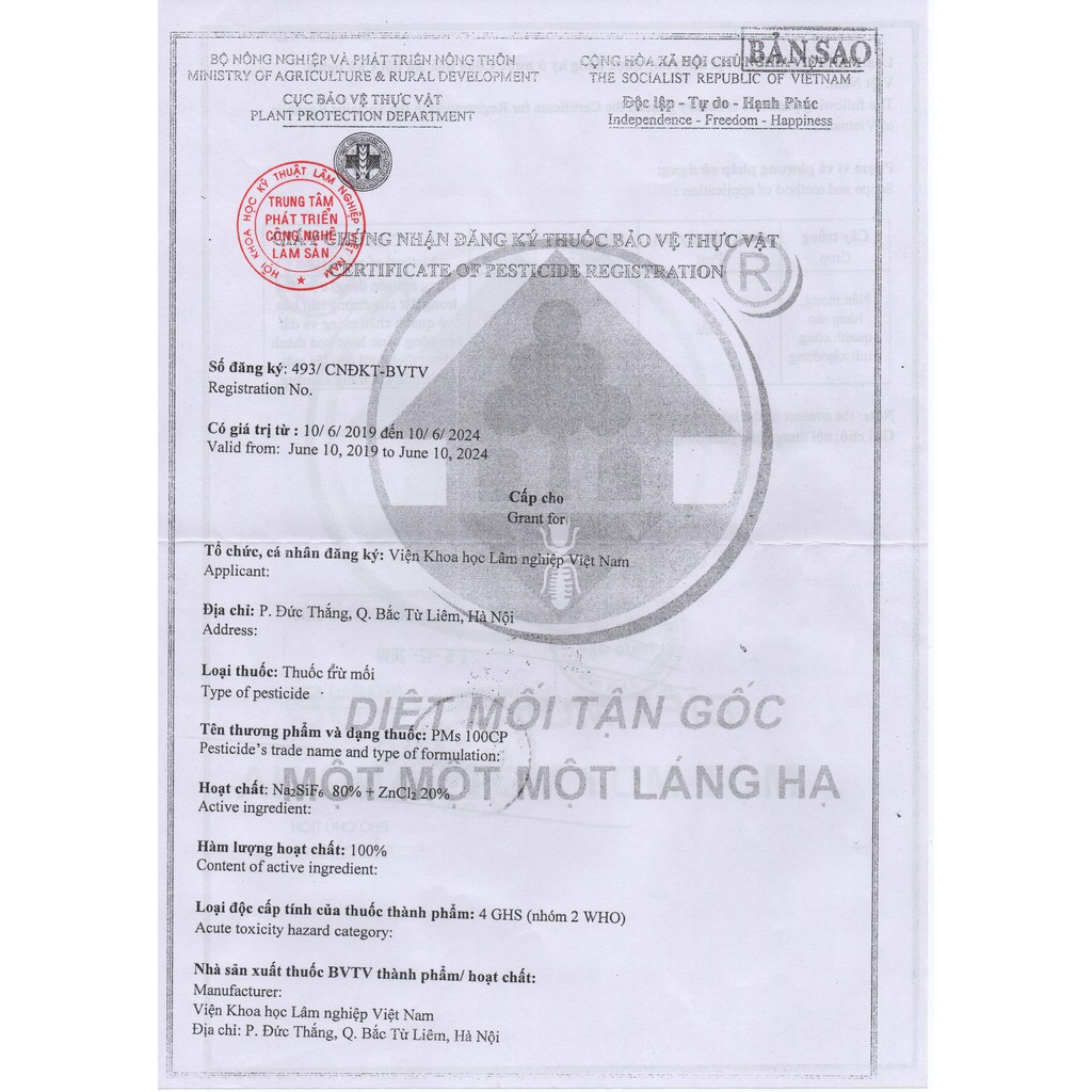 Thuốc diệt mối PMS 100 Dùng Để Phòng Chống mối Công Trình Xây Dựng
