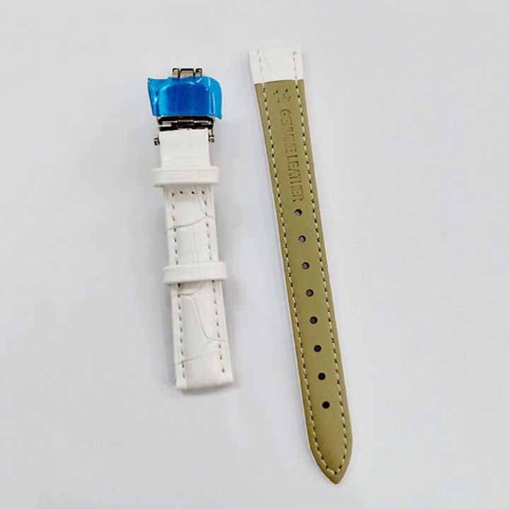 [SALE HOT] Dây đồng hồ da khóa bướm cao cấp, size 16mm MÀU TRẮNG siêu bền