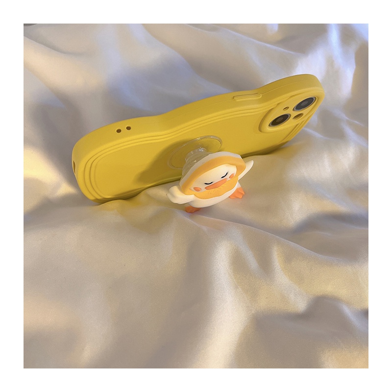 Ốp Điện Thoại Silicon Họa Tiết Hoạt Hình Chú Vịt Dễ Thương Kèm Giá Đỡ Cho IPhone X XR XS Max 11 12 13 Pro Max