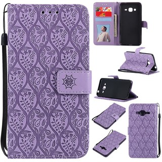 Bao da dập nổi hoa văn 3D có dây đeo kèm ngăn đựng thẻ cho Samsung Galaxy J3 2016 J310