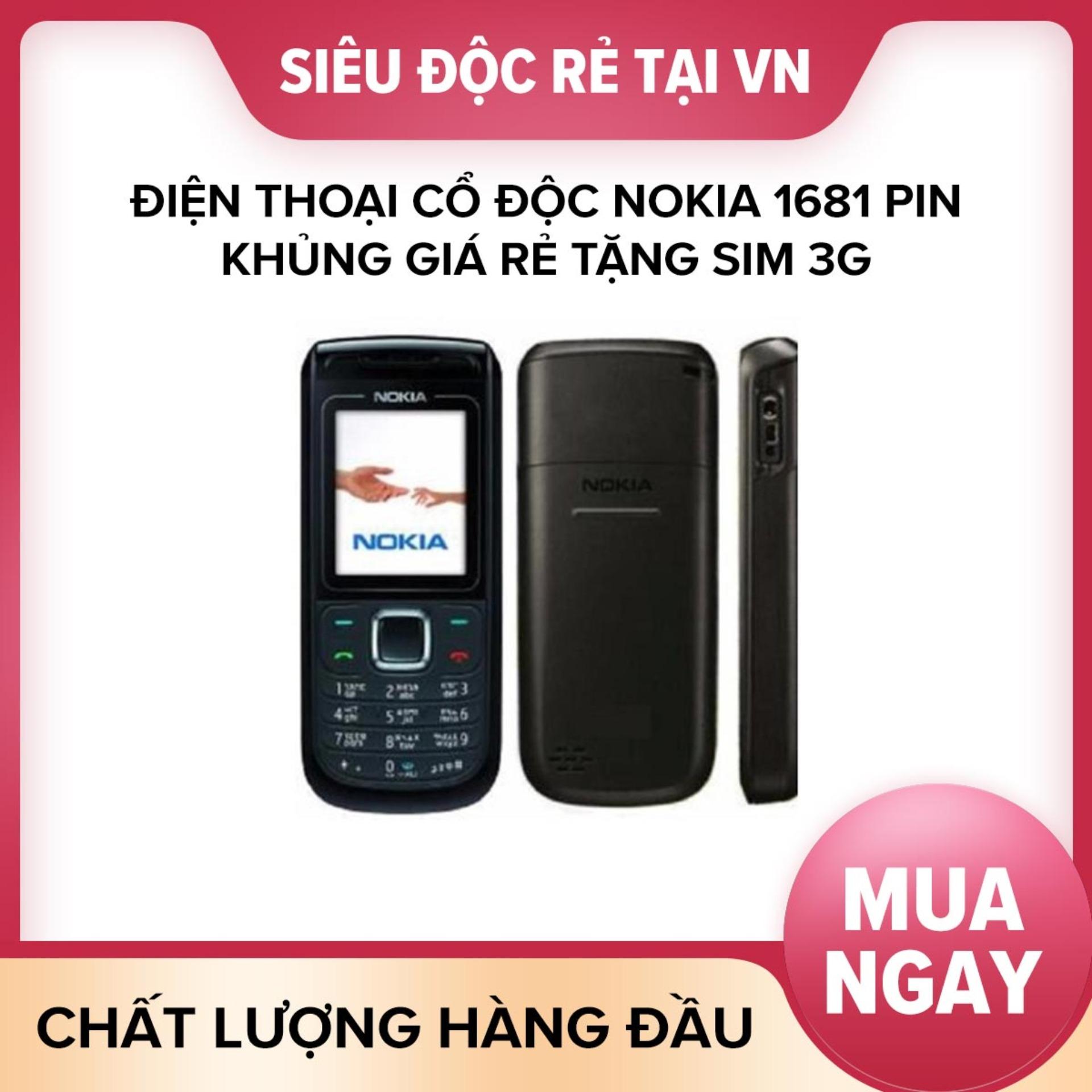 Điện thoại cổ độc Nokia 1681 pin khủng giá rẻ tặng sim 3g lên mạng giA RE RE THIET MA