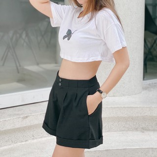 [Hình Thật] Quần Short Ngắn 2 Nút - Màu Đen 🎀 Basic Short 🎀 - bynhien.boutique