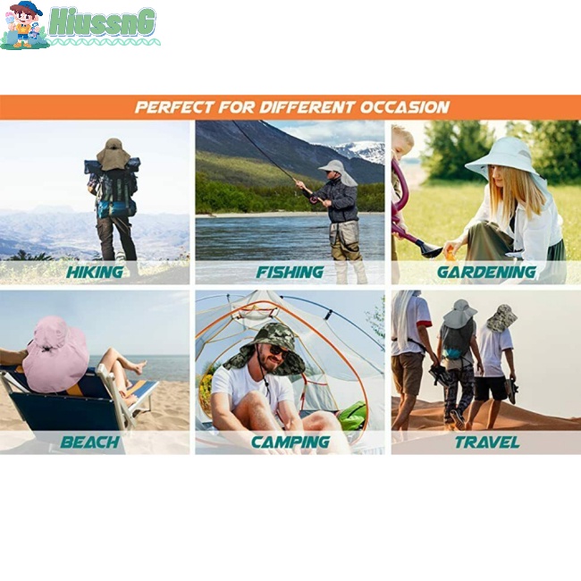 Nón Rộng Vành Chống Tia Uv Có Tấm Chắn Bảo Vệ Cổ Dùng Khi Đi Câu Cá