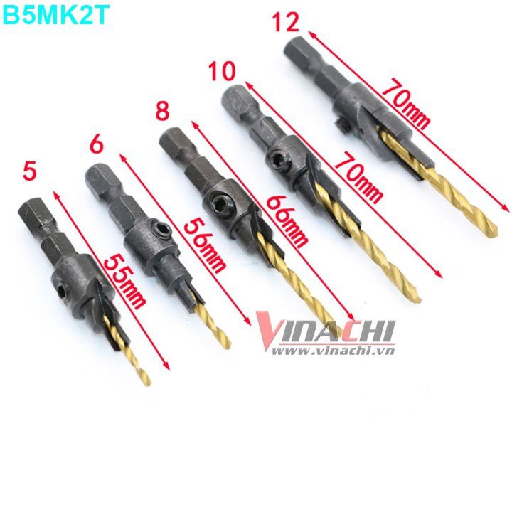 BỘ 5 MŨI KHOAN 2 TẦNG - LỤC GIÁC ( bộ )