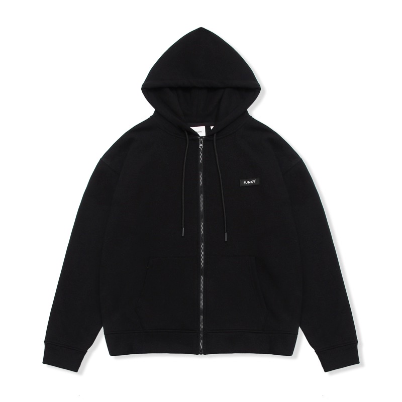 ÁO KHOÁC HOODIE ZIP NAM NỮ UNISEX CÓ MŨ RỘNG MÀU ĐEN FUNKY