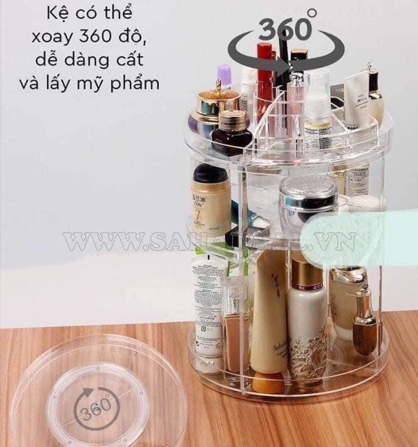 Kệ mĩ phẩm xoay 360 độ siêu tiện ích , cao cấp để bàn