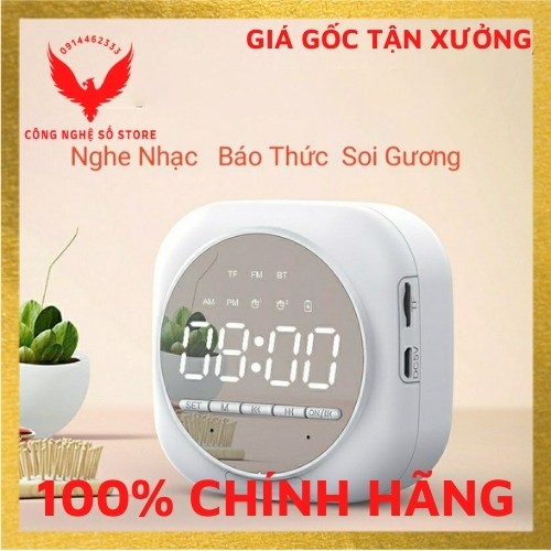 (Hàng có sẵn) Loa Bluetooth Đài FM Tích Hợp Đồng Hồ Báo Đài FM Màn Hình Tráng Gương hót 2020