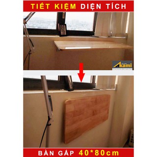 Bàn làm việc treo tường 40x80cm gỗ tự nhiên bản lề chịu tải 60kg