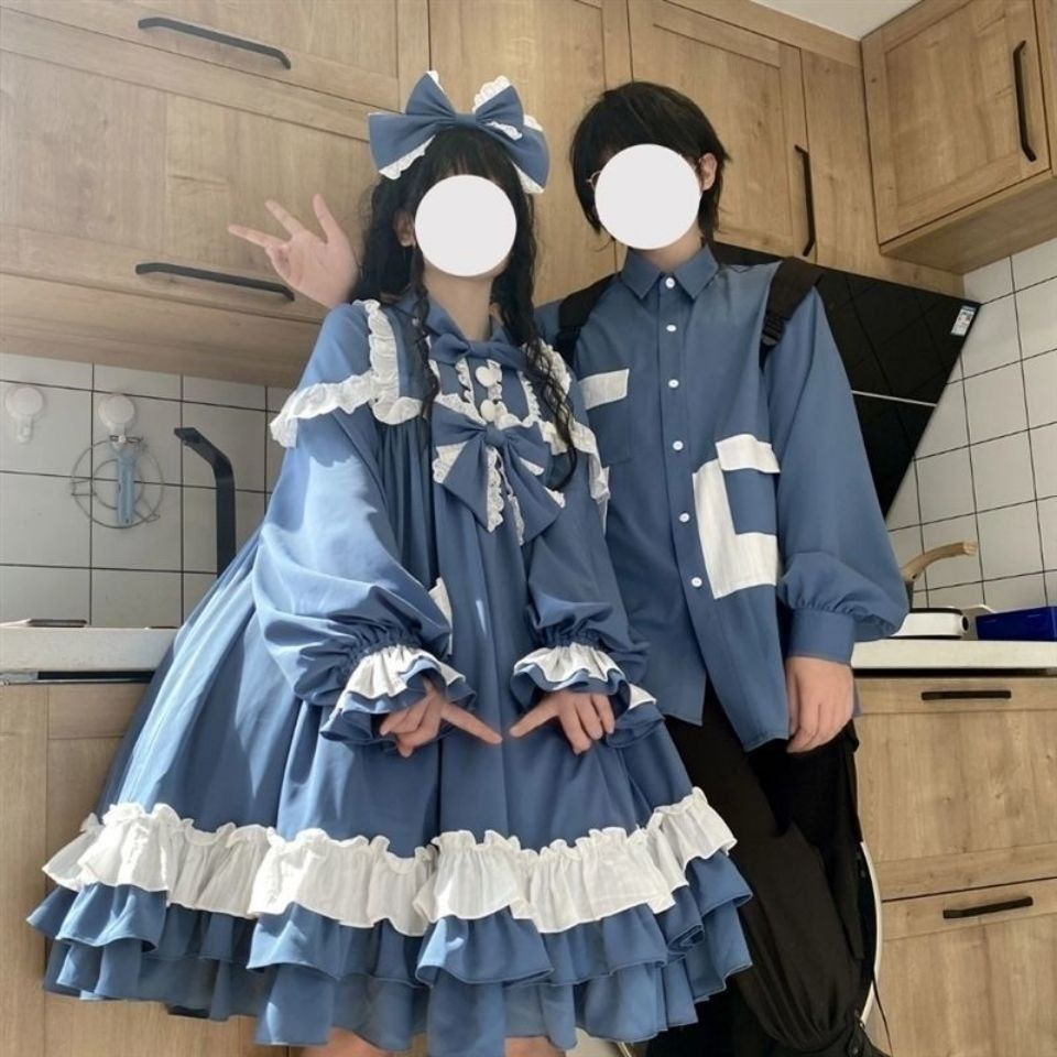 Đầm Lolita Tay Dài Phong Cách Nhật Bản Thời Trang Xuân Thu Cho Cặp Đôi
