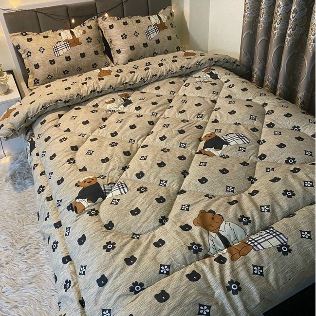 Bộ 5 món chăn phao ga gối poly cotton 5 món hàng loại 1 chăn bông dày êm