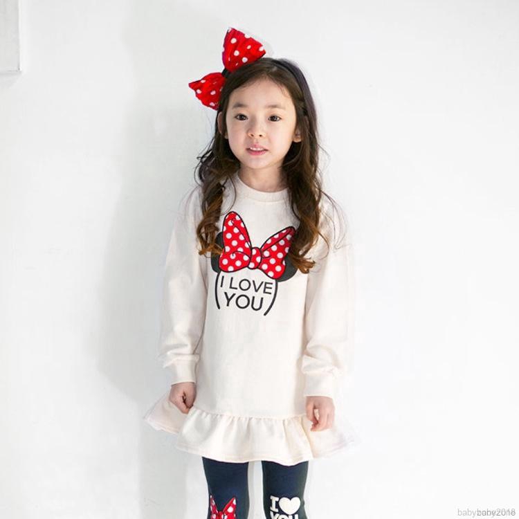 Bộ áo thun + quần in họa tiết hoạt hình cho bé gái