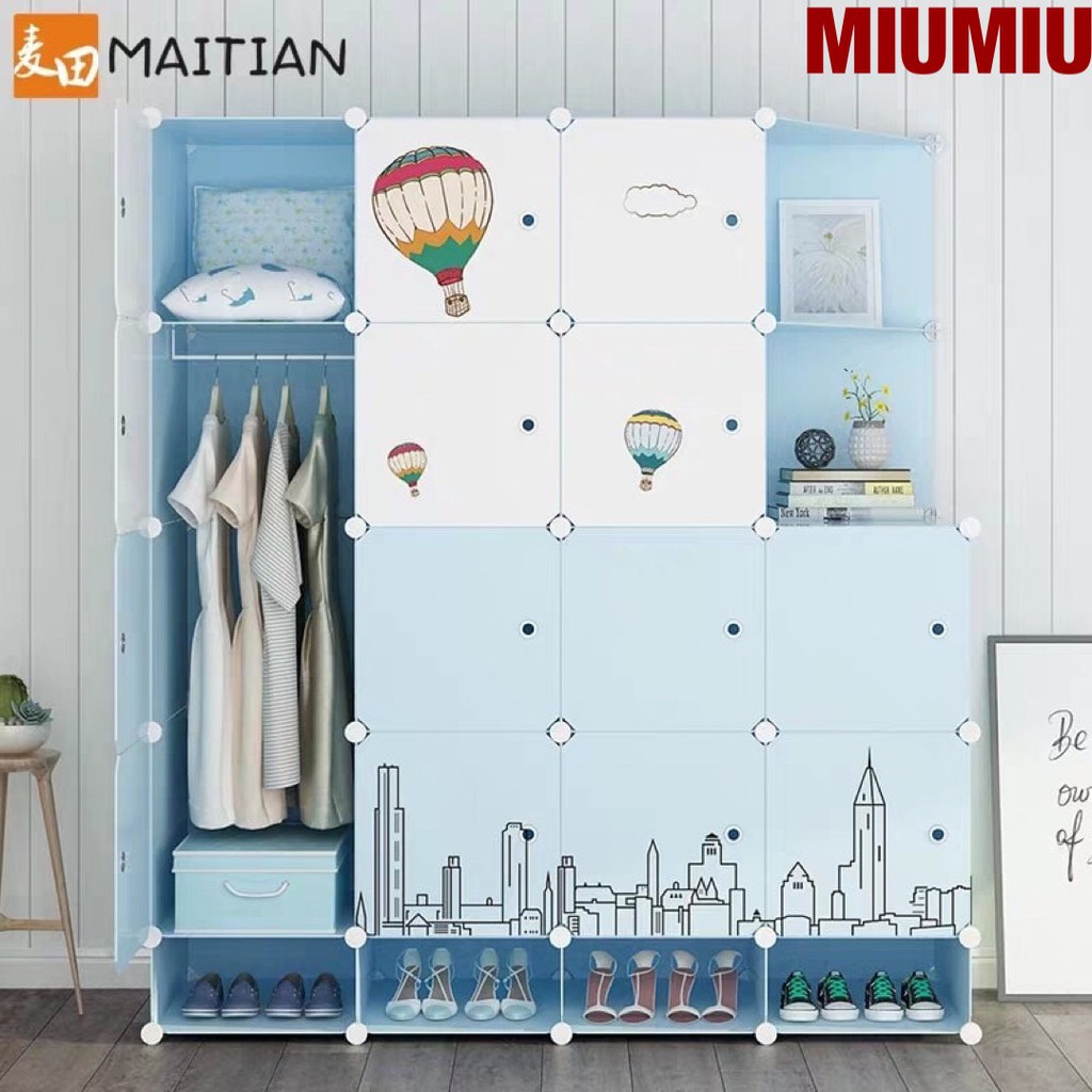 Tủ Nhựa Ghép MIUMIU 20 ô loại khổ lớn có thanh treo đồ