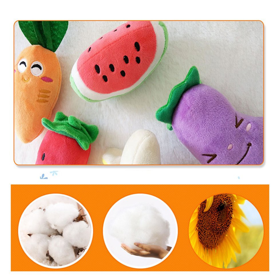Đồ chơi trái cây vải lông có phát ra âm thanh thú vị cho các bé