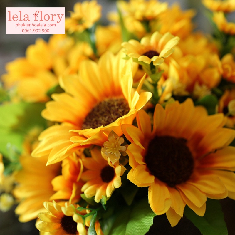 Chùm Hoa Hướng Dương, hoa hướng dương giả cắm lọ trang trí, Decor Nhà Cửa - HOG0003