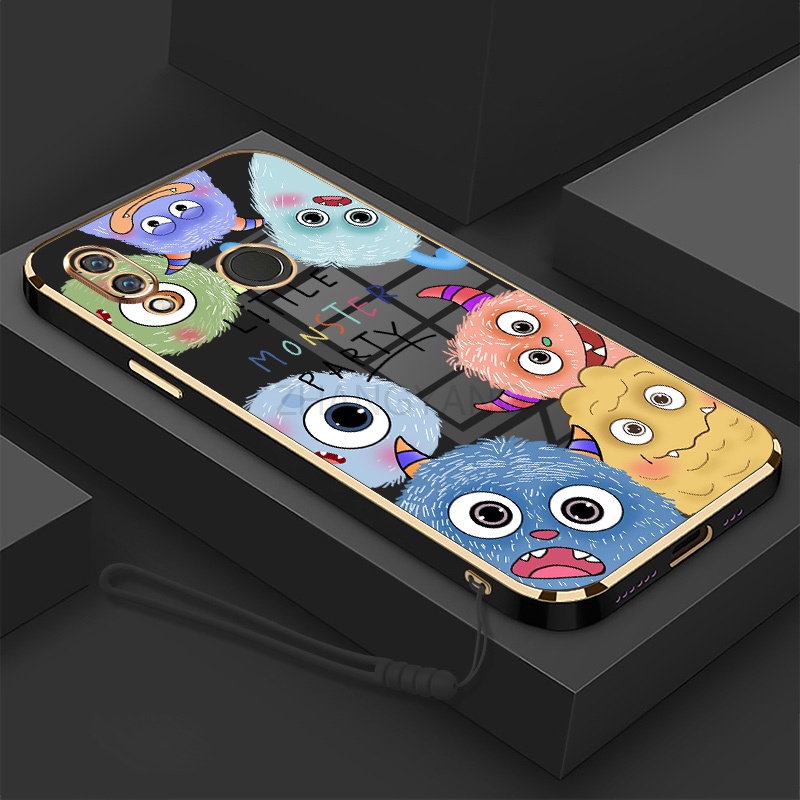 Ốp Điện Thoại silicone TPU Mềm Mạ Điện Họa Tiết Quái Vật Nhỏ Có Dây Đeo Cho huawei nova 3i nova 3