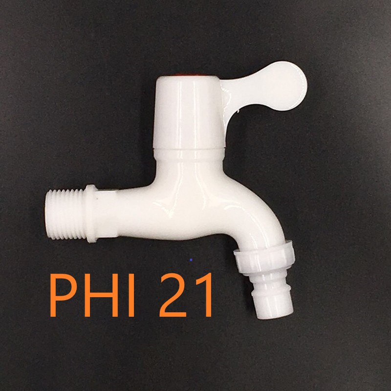 Vòi hồ , vòi nước , vòi nhựa PVC phi 21 cao cấp Màu Trắng - QM0023