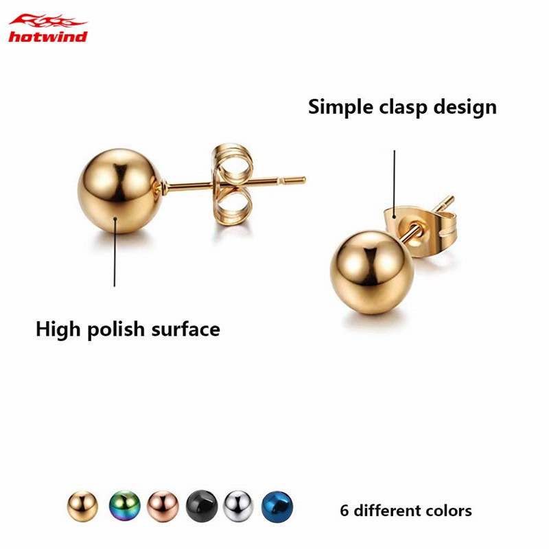 Khuyên tai thiết kế viên bi tròn mini 5mm/6mm chống dị ứng có đủ màu