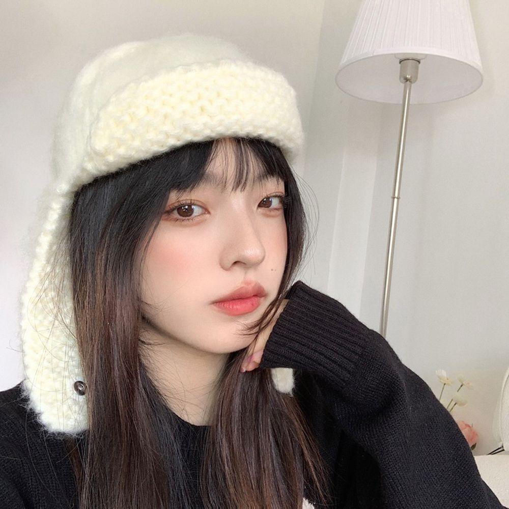 Mũ Len Trùm Tai Giữ Ấm Mùa Đông Thiết Kế Dễ Thương