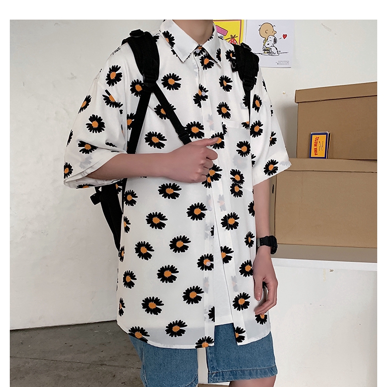 Áo Sơ Mi Ngắn Tay Cỡ Lớn Họa Tiết In Hoa Cúc Phong Cách Hàn Quốc Thời Trang Mùa Hè Cho Nam | BigBuy360 - bigbuy360.vn