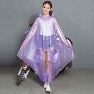 Áo mưa chấm bi có kính che mặt