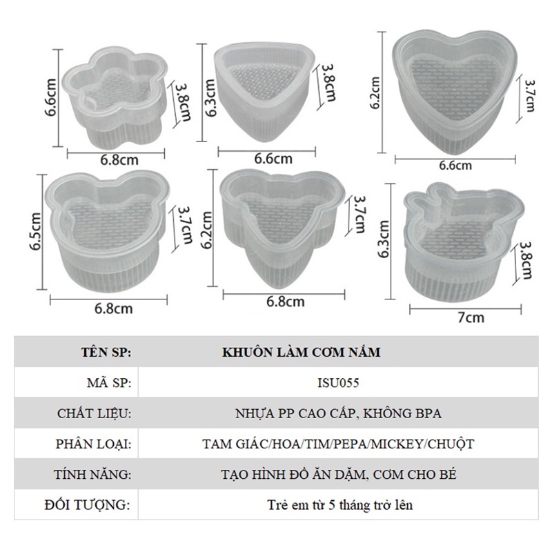 Khuôn làm cơm nắm cho bé Onigiri kiểu Nhật hình thù đẹp mắt chất liệu an toàn