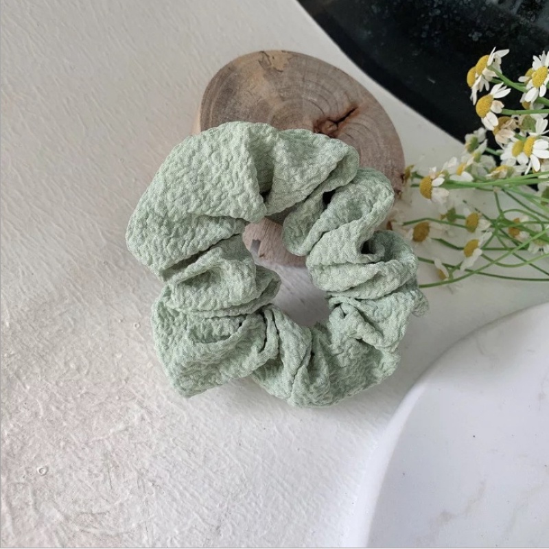 Dây Cột Tóc Bằng Vải Màu Kem Cỡ Lớn Phong Cách Hàn Quốc Mới Cho Nữ