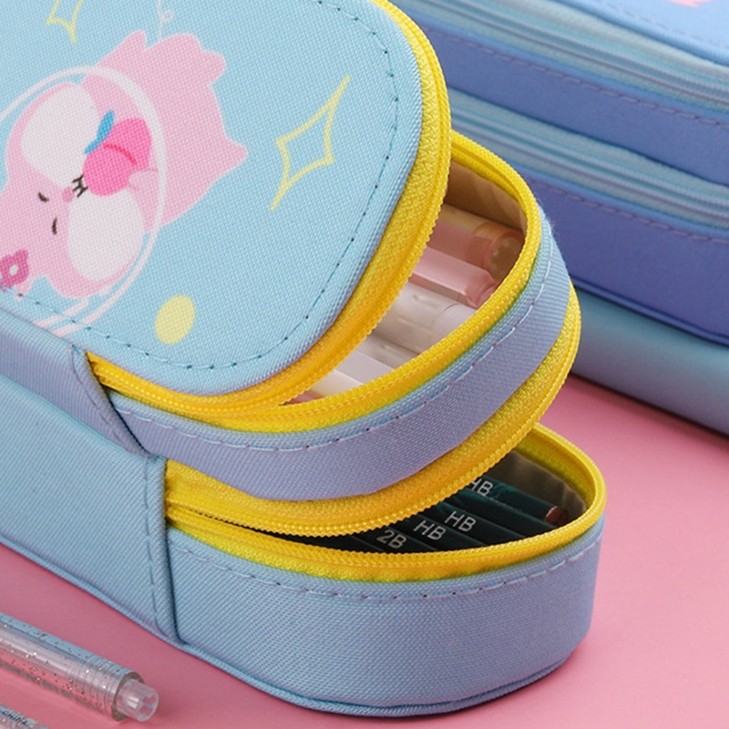 Túi Đựng Bút 2 Ngăn Sức Chứa Lớn Có Khóa Kéo Cho Trẻ Em