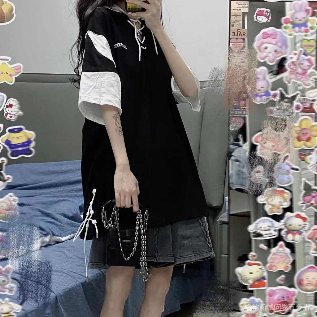 Áo Thun polo Tay Ngắn Dáng Rộng Phong Cách Retro Mỹ Thời Trang Mùa Hè Cho Nữ