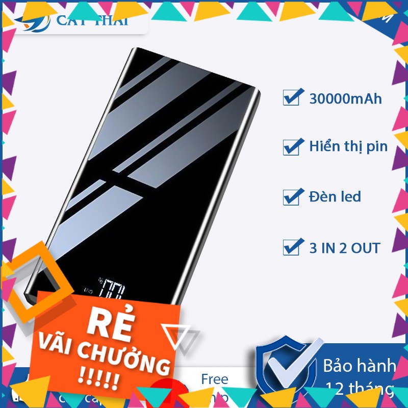 Pin Sạc Dự Phòng 30000mAh 3M mini nhỏ gọn tiện nghi cầm theo sạc nhanh thích hợp dùng iPhone XiaoMi |Phamthao9x [Gương]