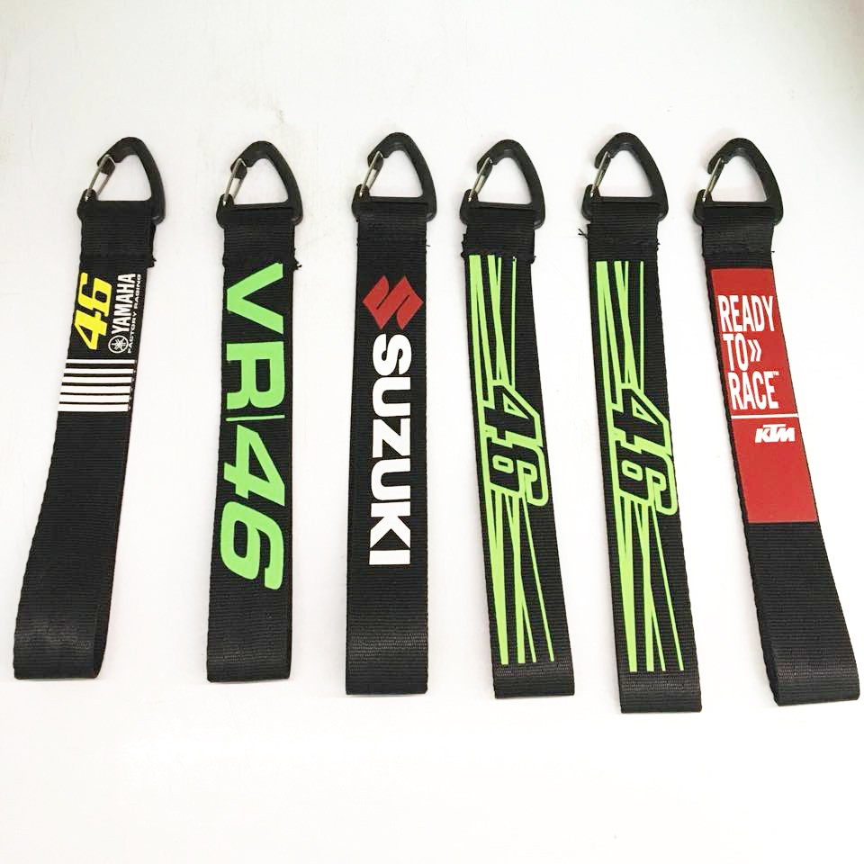 Móc khóa dây Strap dây vải chữ